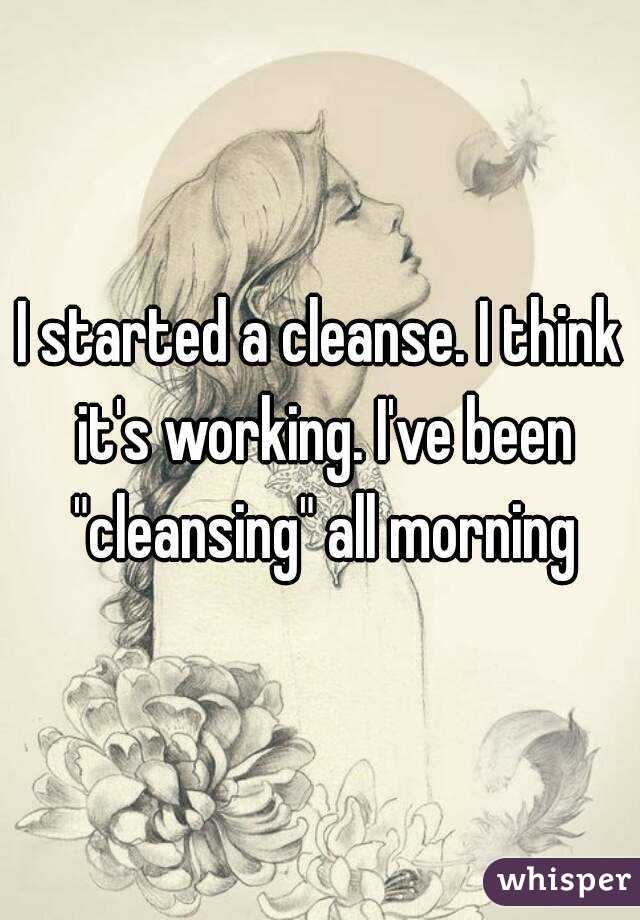 I started a cleanse. I think it's working. I've been "cleansing" all morning