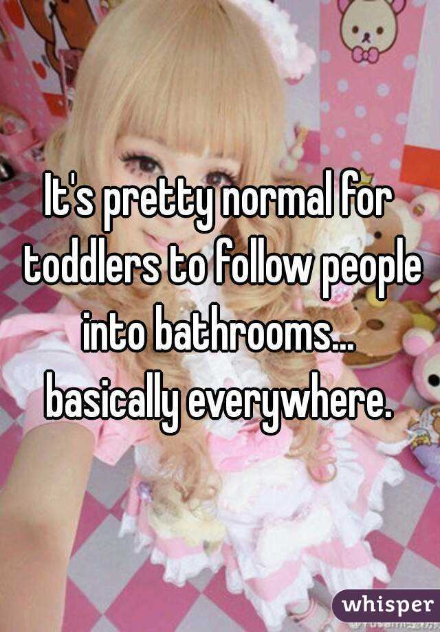It's pretty normal for toddlers to follow people into bathrooms...  basically everywhere. 
