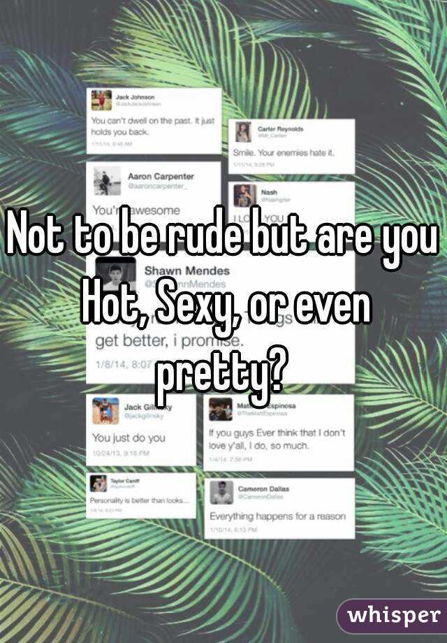 Not to be rude but are you Hot, Sexy, or even pretty? 