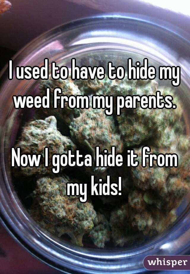 I used to have to hide my weed from my parents. 

Now I gotta hide it from my kids! 