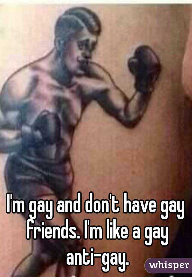 I'm gay and don't have gay friends. I'm like a gay anti-gay.