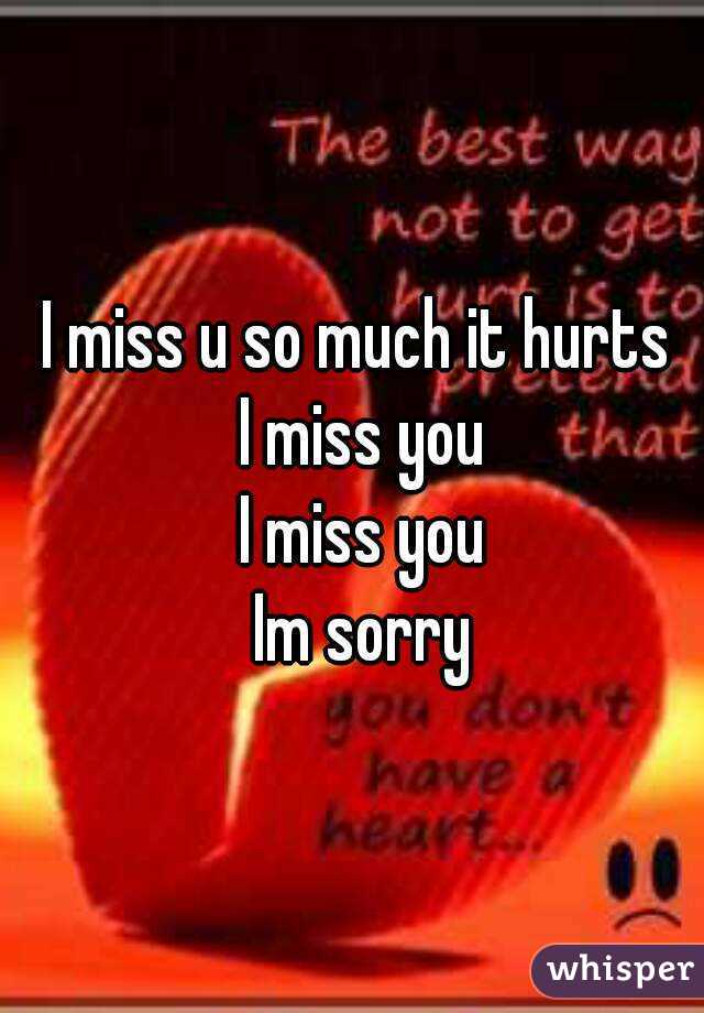 I miss u so much it hurts 
I miss you
I miss you
Im sorry