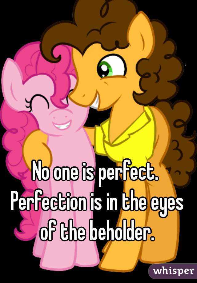 No one is perfect. Perfection is in the eyes of the beholder.