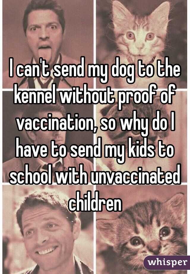 I can't send my dog to the kennel without proof of vaccination, so why do I have to send my kids to school with unvaccinated children 