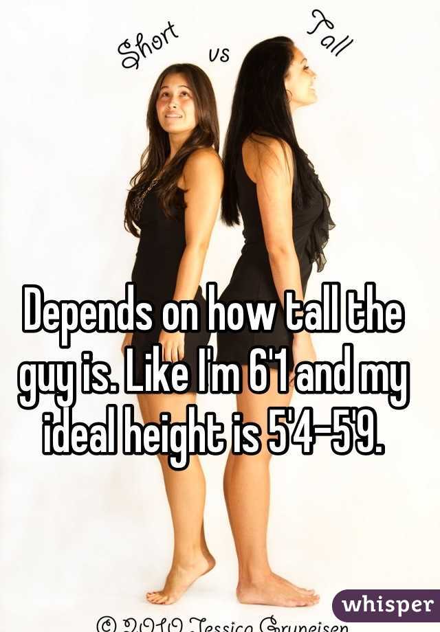 Depends on how tall the guy is. Like I'm 6'1 and my ideal height is 5'4-5'9.