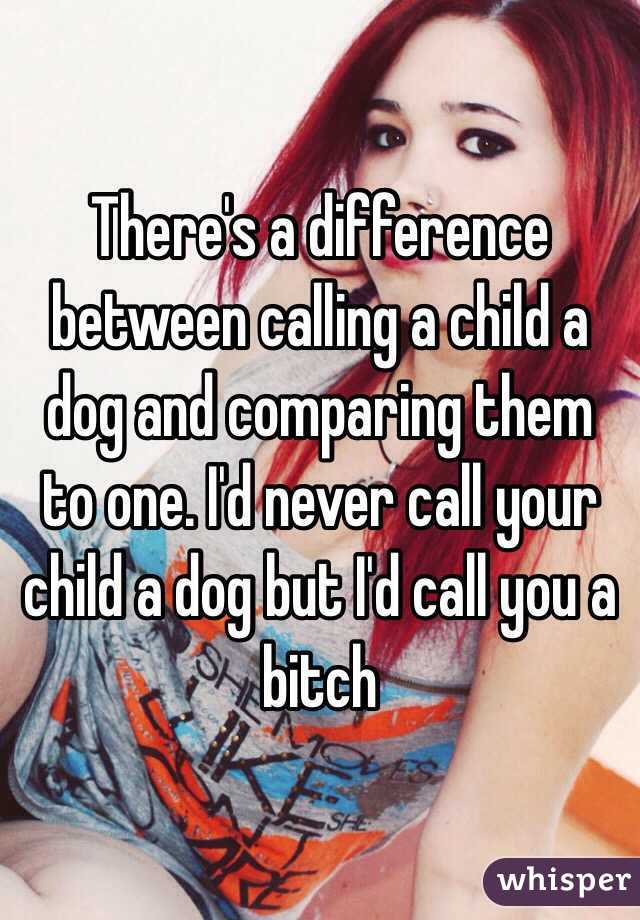 There's a difference between calling a child a dog and comparing them to one. I'd never call your child a dog but I'd call you a bitch