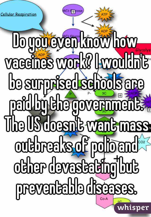 Do you even know how vaccines work? I wouldn't be surprised schools are paid by the government. The US doesn't want mass outbreaks of polio and other devastating but preventable diseases.