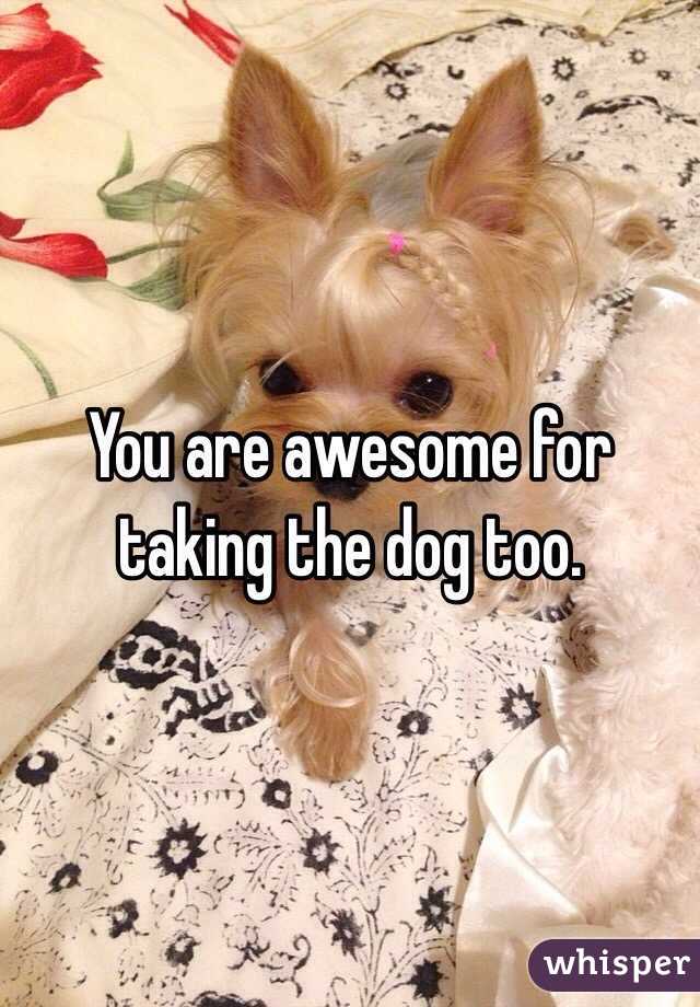 You are awesome for taking the dog too. 