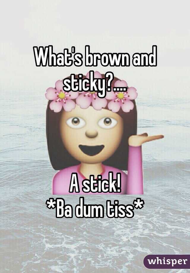 What's brown and sticky?....



A stick! 
*Ba dum tiss*