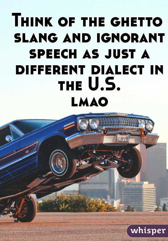 Think of the ghetto slang and ignorant speech as just a different dialect in the U.S.
 lmao