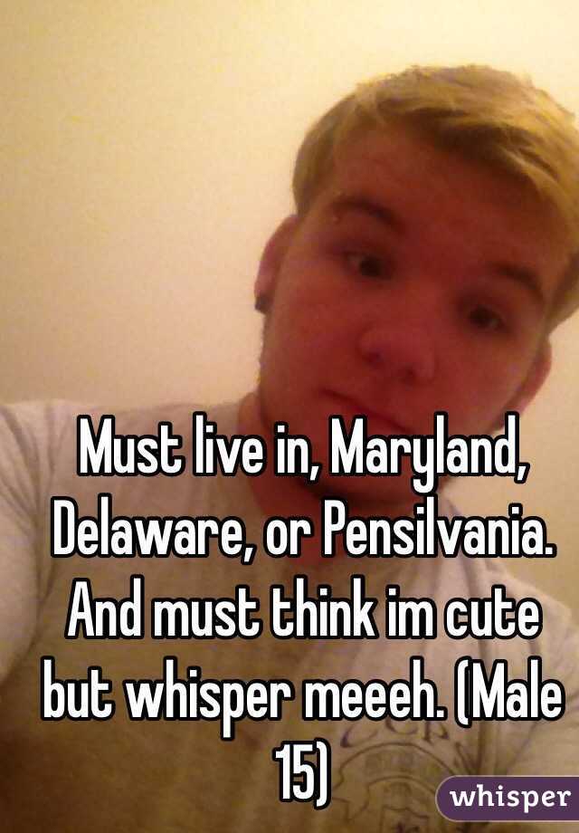 Must live in, Maryland, Delaware, or Pensilvania. And must think im cute but whisper meeeh. (Male 15)  