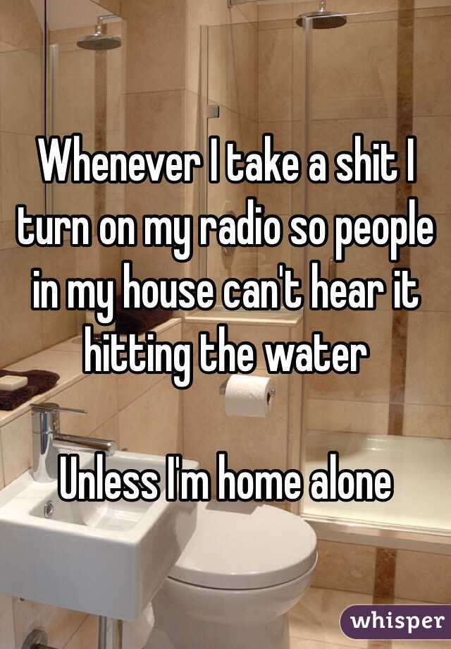 Whenever I take a shit I turn on my radio so people in my house can't hear it hitting the water

Unless I'm home alone