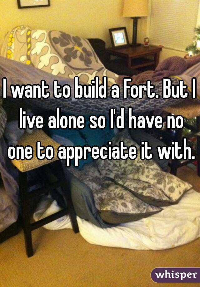 I want to build a Fort. But I live alone so I'd have no one to appreciate it with. 