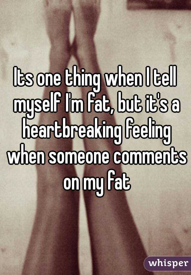 Its one thing when I tell myself I'm fat, but it's a heartbreaking feeling when someone comments on my fat