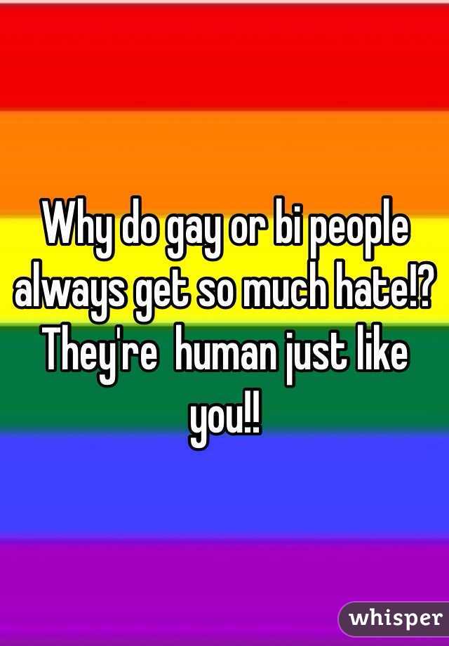 Why do gay or bi people always get so much hate!? They're  human just like you!! 