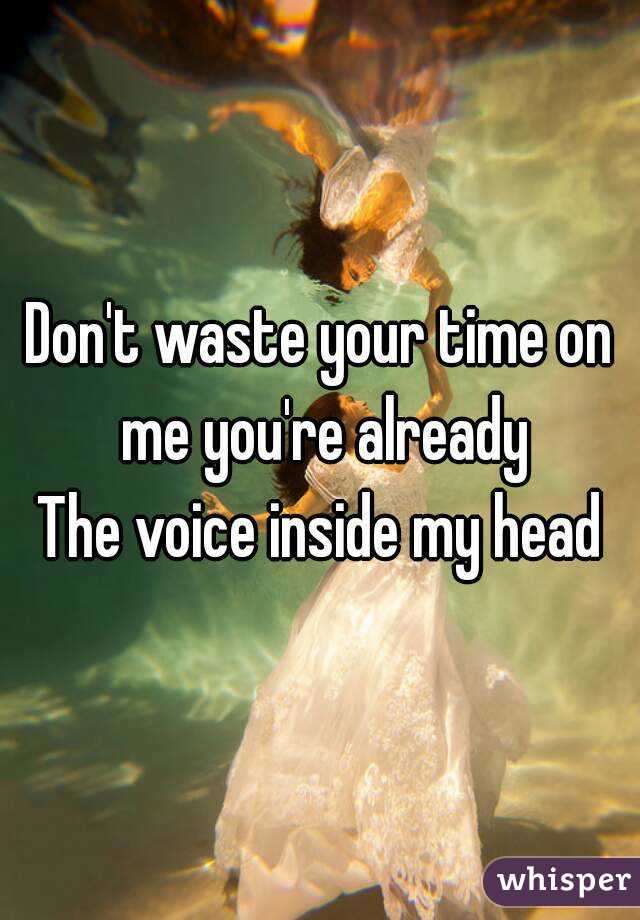 Don't waste your time on me you're already
The voice inside my head