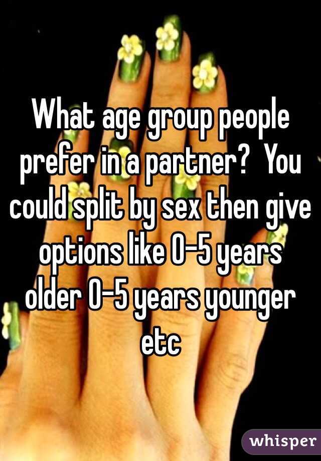 What age group people prefer in a partner?  You could split by sex then give options like 0-5 years older 0-5 years younger etc