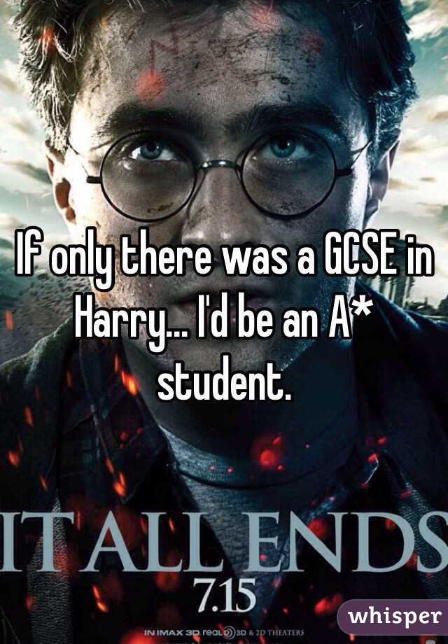 If only there was a GCSE in Harry... I'd be an A* student. 