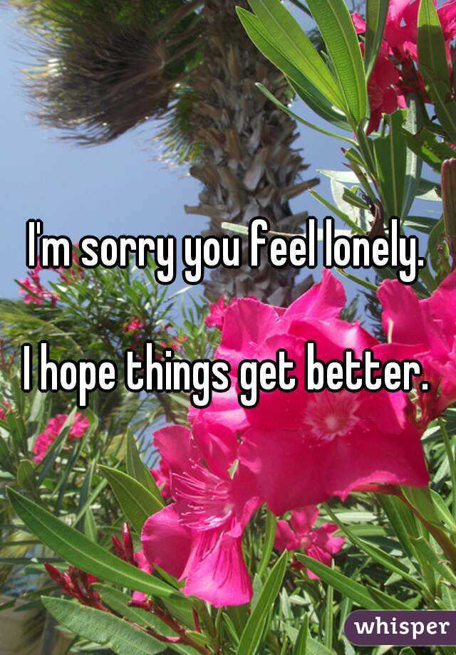 I'm sorry you feel lonely.

I hope things get better.