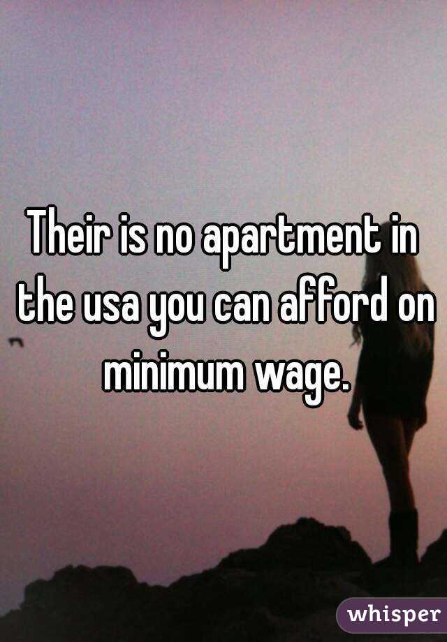 Their is no apartment in the usa you can afford on minimum wage.