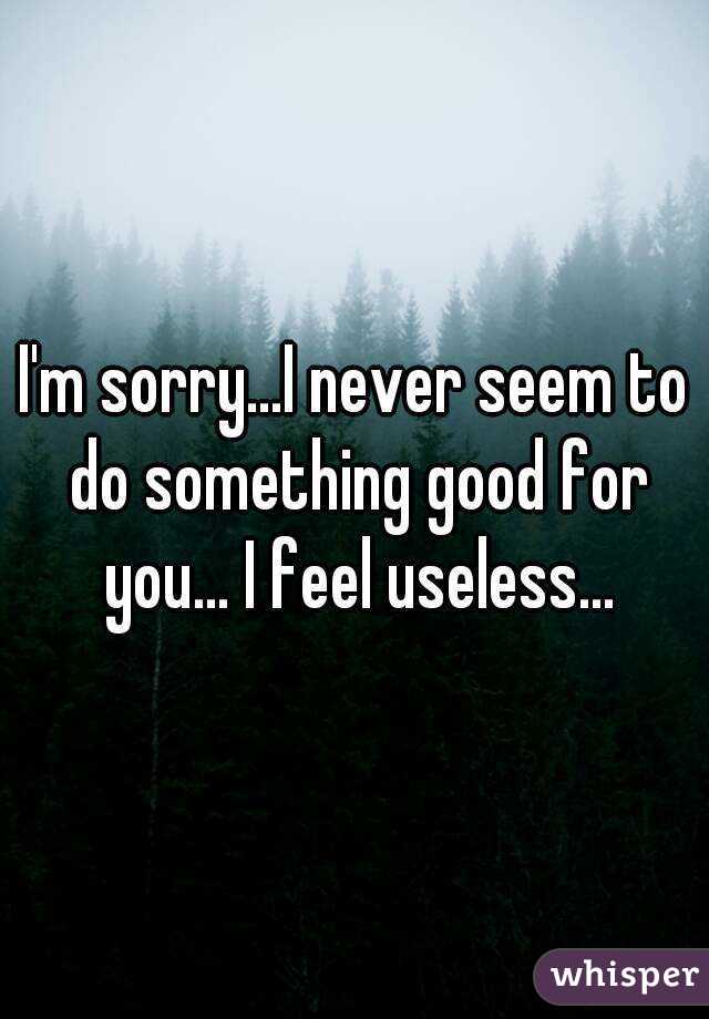 I'm sorry...I never seem to do something good for you... I feel useless...