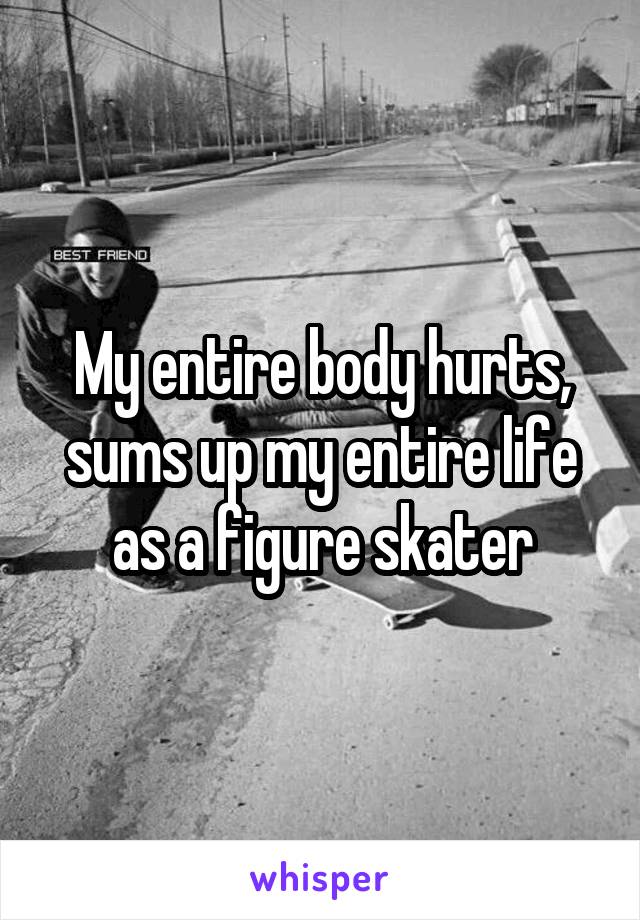 My entire body hurts, sums up my entire life as a figure skater
