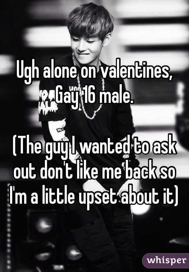 Ugh alone on valentines, 
Gay 16 male. 

(The guy I wanted to ask out don't like me back so I'm a little upset about it) 