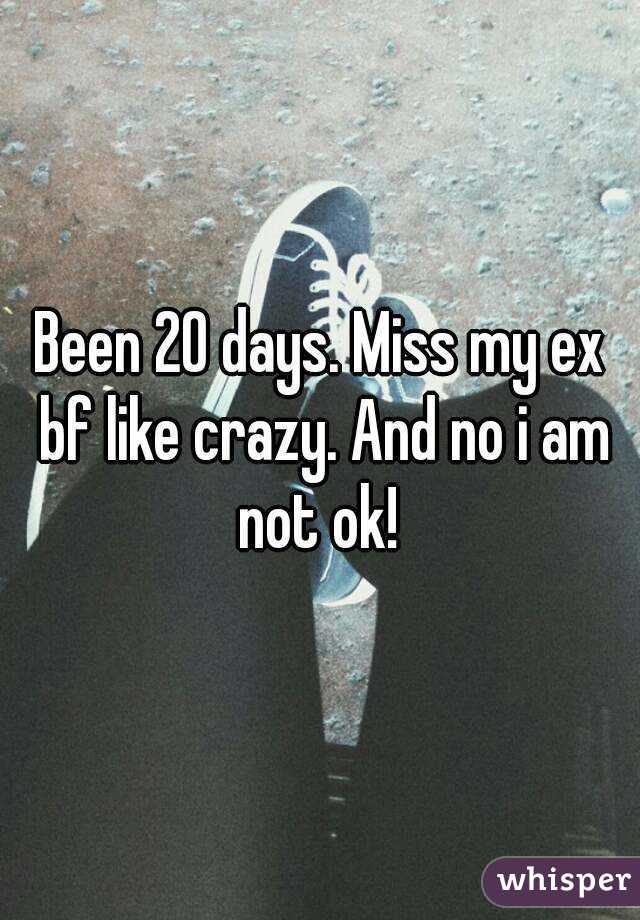Been 20 days. Miss my ex bf like crazy. And no i am not ok! 