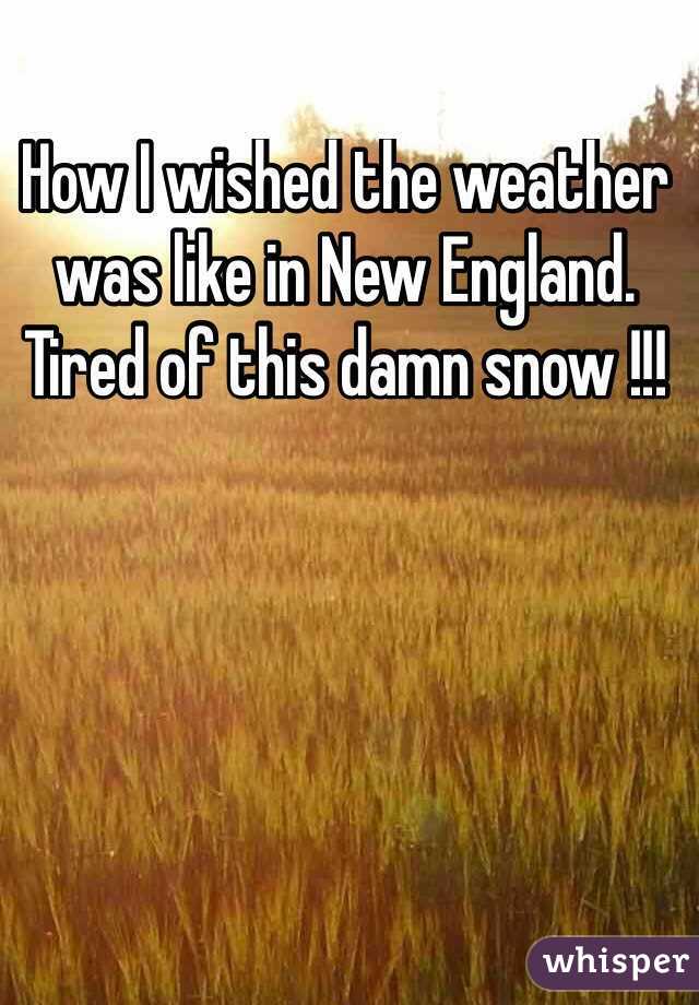 How I wished the weather was like in New England. Tired of this damn snow !!! 
