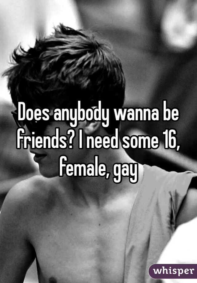 Does anybody wanna be friends? I need some 16, female, gay