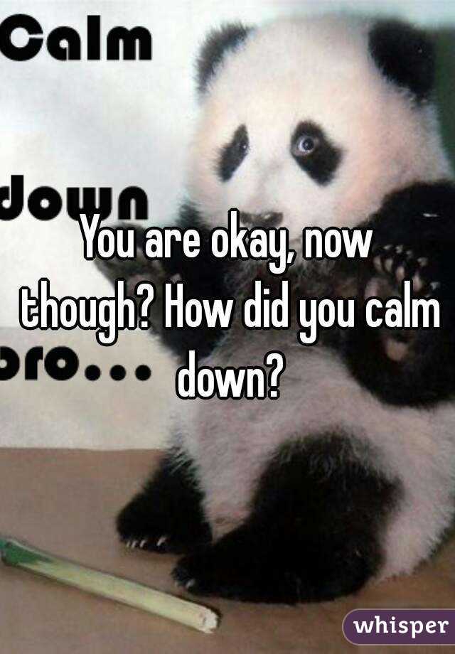 You are okay, now though? How did you calm down?