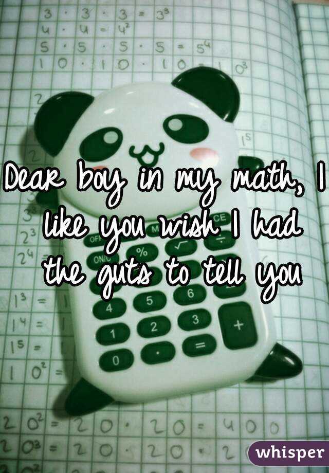 Dear boy in my math, I like you wish I had the guts to tell you