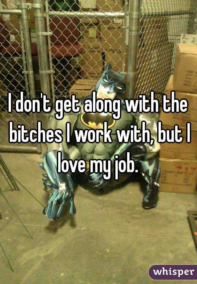 I don't get along with the bitches I work with, but I love my job. 