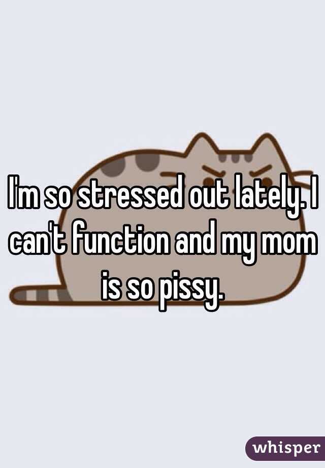I'm so stressed out lately. I can't function and my mom is so pissy. 