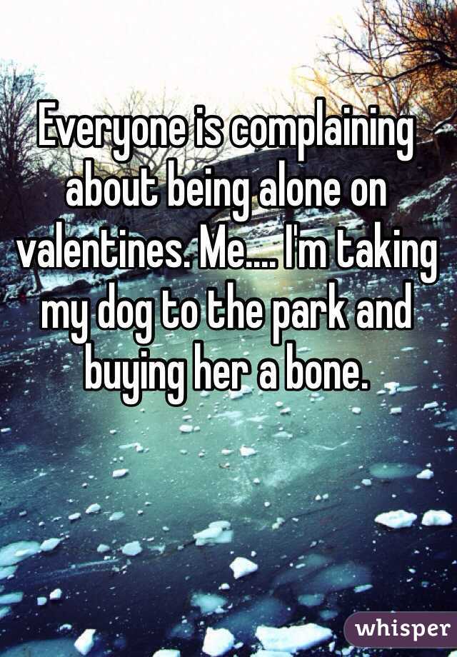Everyone is complaining about being alone on valentines. Me.... I'm taking my dog to the park and buying her a bone. 