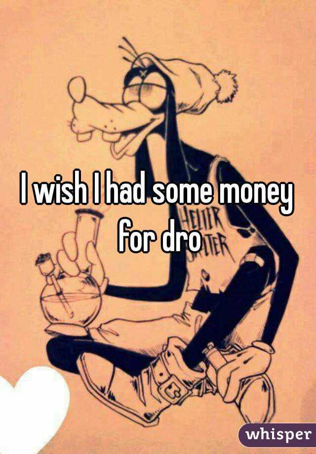 I wish I had some money for dro