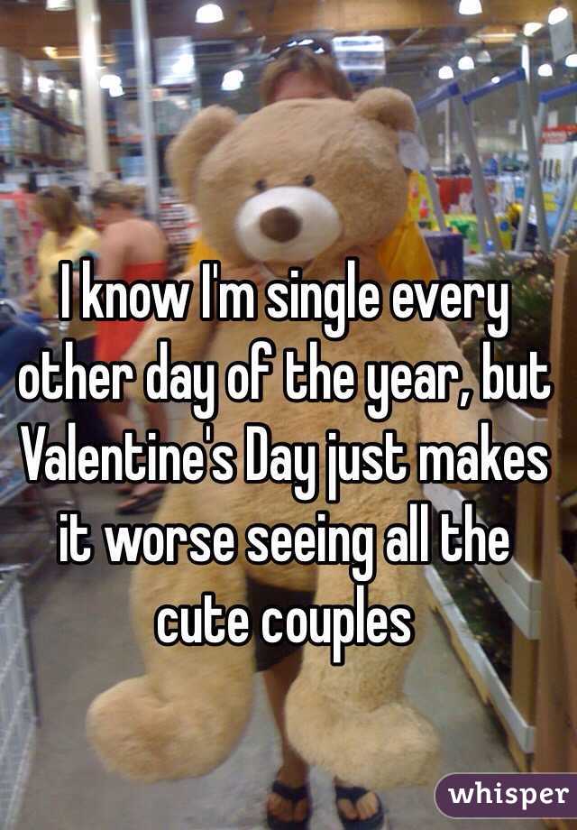 I know I'm single every other day of the year, but Valentine's Day just makes it worse seeing all the cute couples  