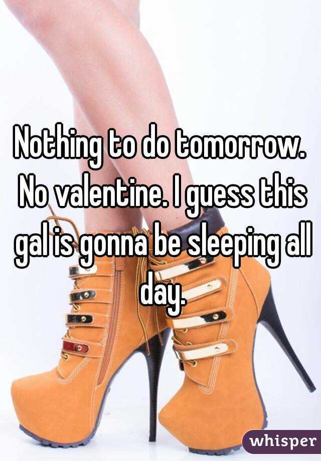 Nothing to do tomorrow. No valentine. I guess this gal is gonna be sleeping all day.