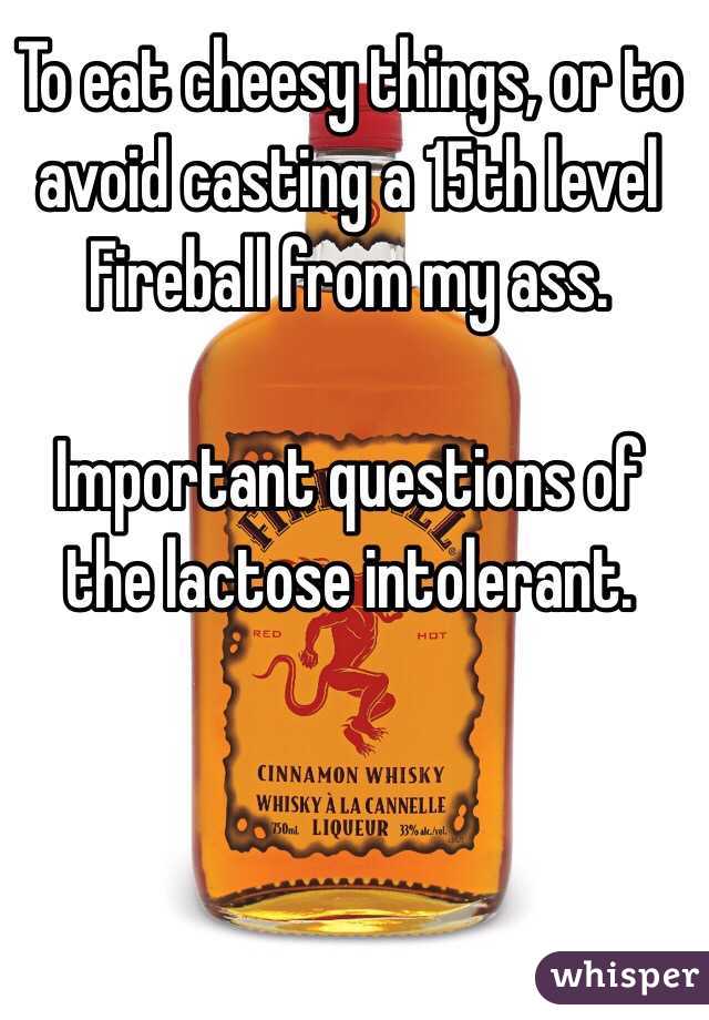 To eat cheesy things, or to avoid casting a 15th level Fireball from my ass.

Important questions of the lactose intolerant. 