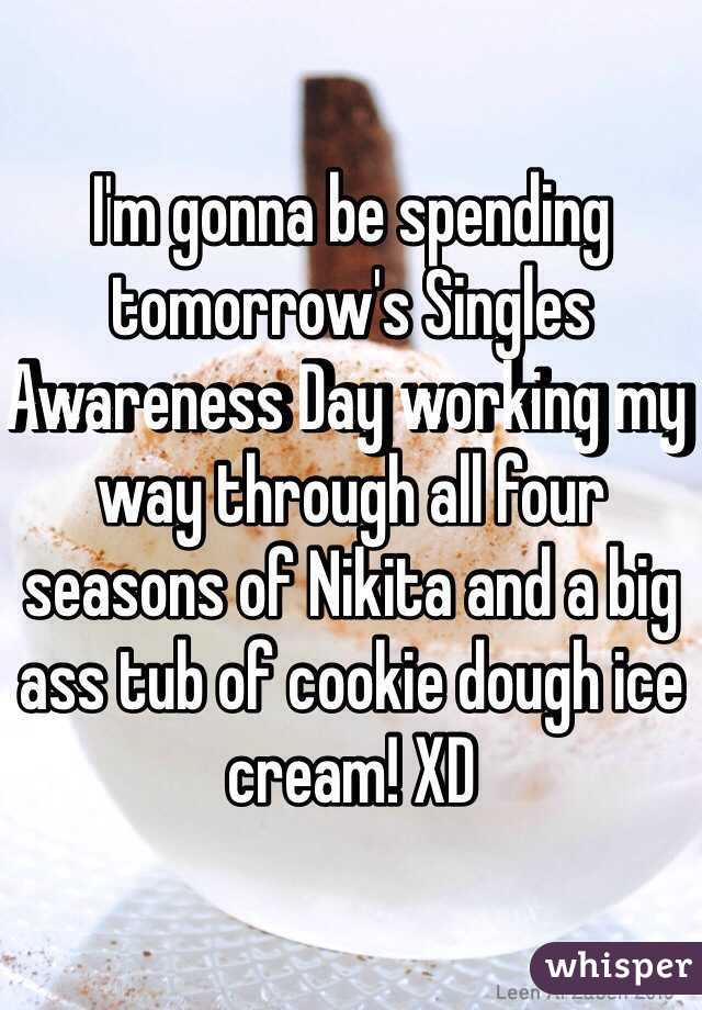 I'm gonna be spending tomorrow's Singles Awareness Day working my way through all four seasons of Nikita and a big ass tub of cookie dough ice cream! XD