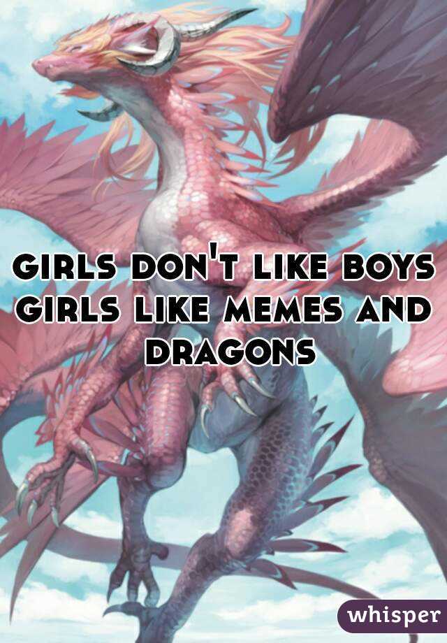girls don't like boys
girls like memes and dragons