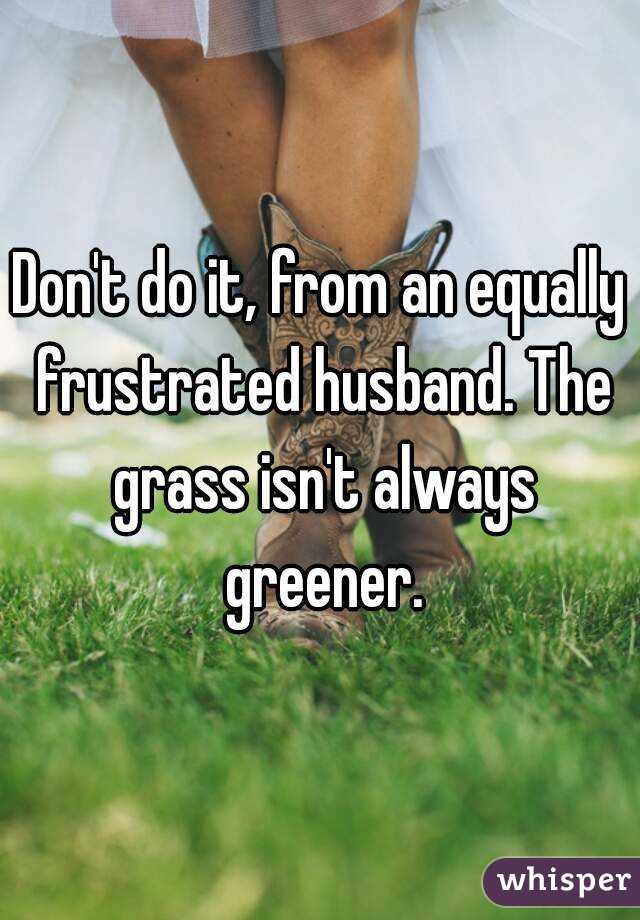 Don't do it, from an equally frustrated husband. The grass isn't always greener.