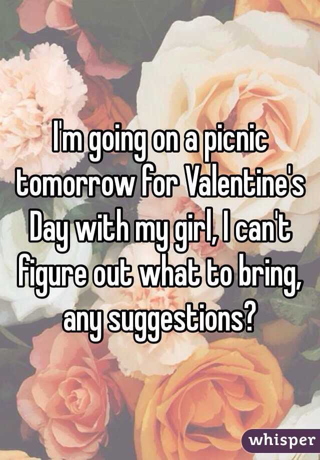 I'm going on a picnic tomorrow for Valentine's Day with my girl, I can't figure out what to bring, any suggestions?
