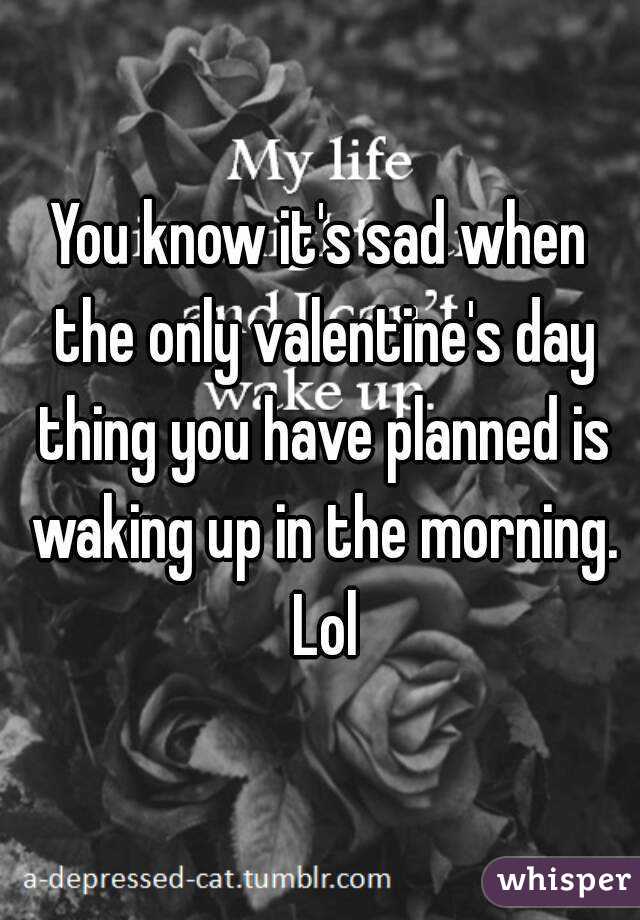You know it's sad when the only valentine's day thing you have planned is waking up in the morning. Lol