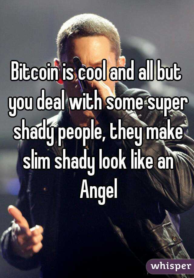 Bitcoin is cool and all but you deal with some super shady people, they make slim shady look like an Angel