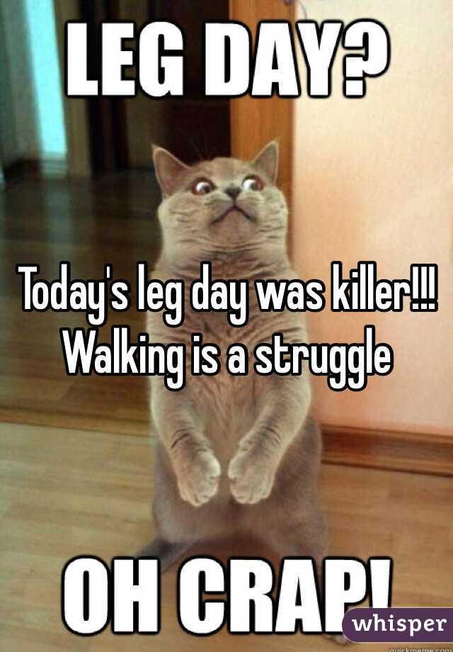 Today's leg day was killer!!! Walking is a struggle