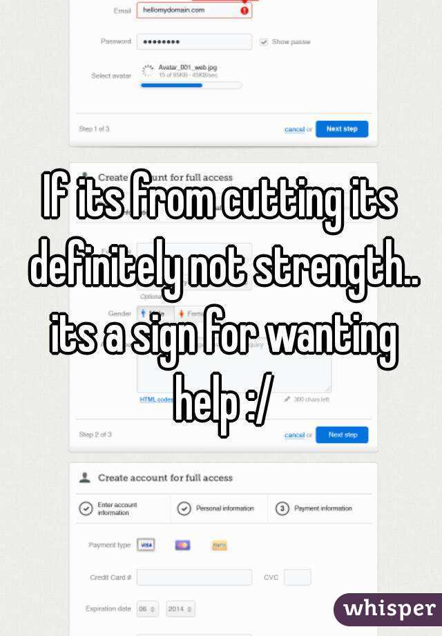 If its from cutting its definitely not strength.. its a sign for wanting help :/