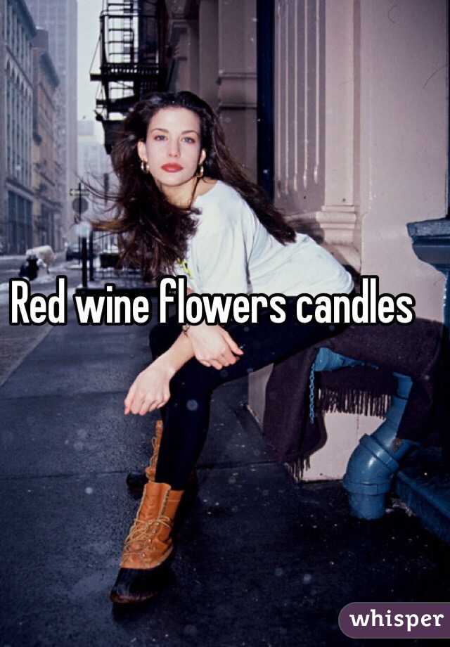 Red wine flowers candles