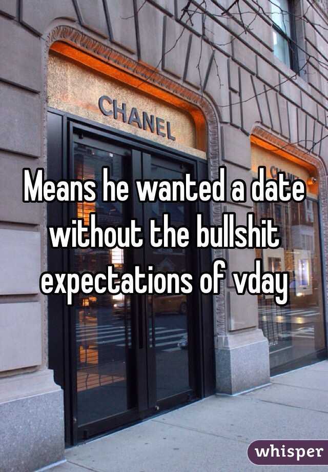 Means he wanted a date without the bullshit expectations of vday