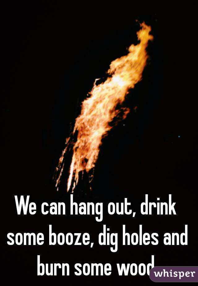 We can hang out, drink some booze, dig holes and burn some wood.